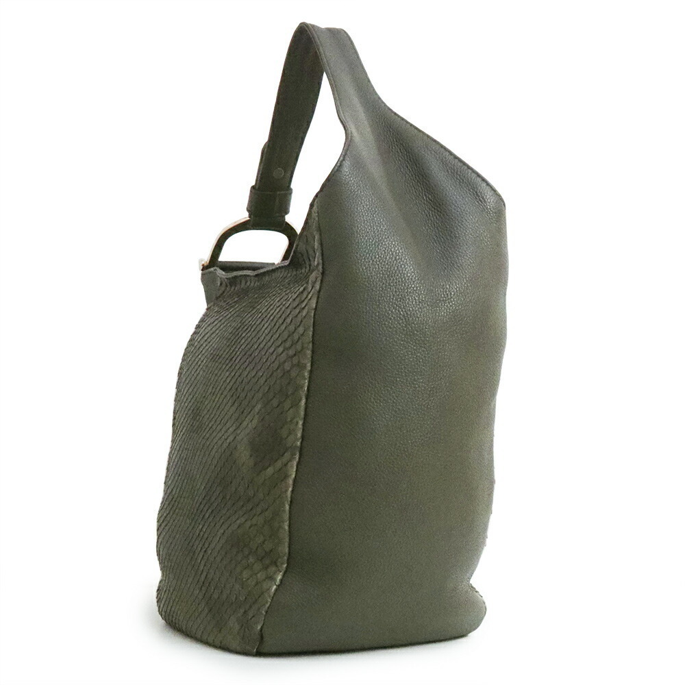 Gucci Bag Exotic Khaki Leather Python Greenwich S… - image 3